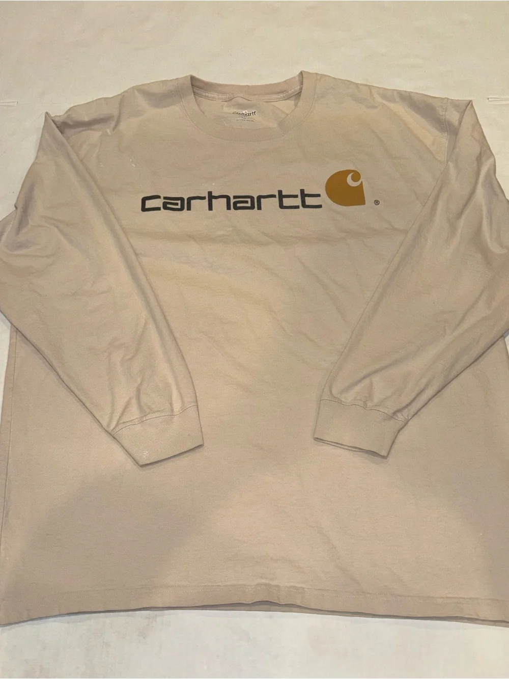 Carhartt Long Sleeve Logo Tee in Tan and Gold